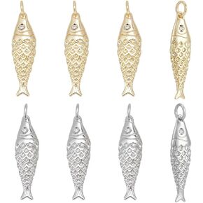 Benecreat 8pcs سحر الأسماك النحاسية ، المعلقات ذات الأسماك الحيوانية الذهب والبلاتين على شكل أسماك على شكل سوار DIY. in Kuwait