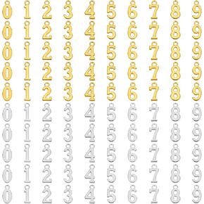 100PCS Metal 0-9 Number Charm Pendants for DIY Craft Keychain Bracelet Necklace Earring Jewelry Making (Gold, Silver) in Saudi Arabia