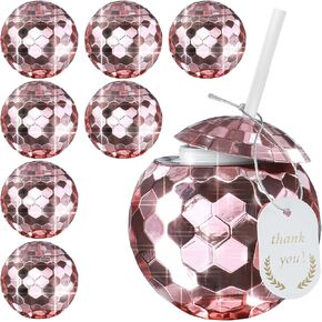 Disco Ball Cups with Lids & Straws – 9Pcs 20oz Reusable Tumblers with Tags – Halloween, Retro Party Cups for Bachelorette, Birthday, Cocktail & Theme Events - Silver in Saudi Arabia