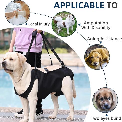 Dog Lifting Harness, Adjustable Full Body Support Sling for Large Dogs, Front and Rear Leg Mobility Aid for Elderly, Injured, Disabled, or Recovering Pets Walking Assistance (L) in Kuwait