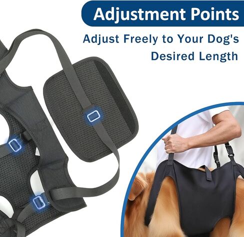 Dog Lifting Harness, Adjustable Full Body Support Sling for Large Dogs, Front and Rear Leg Mobility Aid for Elderly, Injured, Disabled, or Recovering Pets Walking Assistance (L) in Kuwait