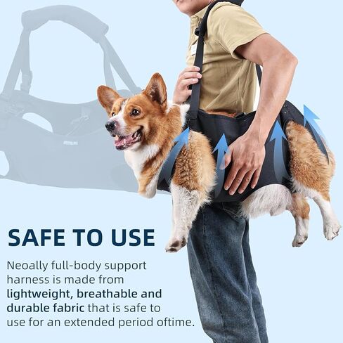 Dog Lifting Harness, Adjustable Full Body Support Sling for Large Dogs, Front and Rear Leg Mobility Aid for Elderly, Injured, Disabled, or Recovering Pets Walking Assistance (L) in Kuwait