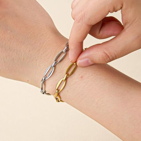 SMYHTGLIF 2 Meters Gold Oval Rectangle Chain for Jewelry Making Stainless Steel Jewelry Making Chains Bulk with Lobster Clasps and Jump Rings in Kuwait