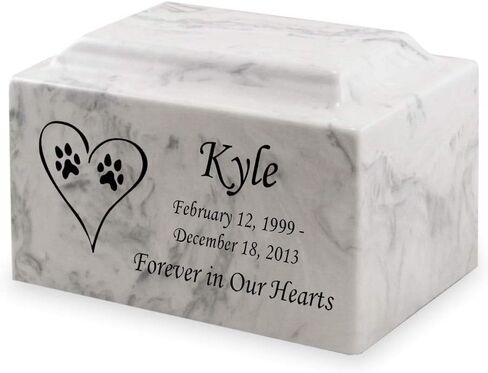 Pink Dog Paw Prints in Heart Pet Cremation Urn for Ashes - Personalize with Name, Date, and Sentiment - Cultured Marble - 50 Cubic Inch for a Pet Weighing up to 50 Pounds in Saudi Arabia