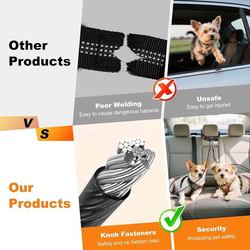 Dog Seat Belt for Car,Chew Proof Dog Car Seat Belt,2 in 1 Car Harness for Dogs Safety Seat Belt,Heavy Duty Pet Seat Belt for Multiple Dogs Chewer in Saudi Arabia