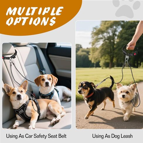 Dog Seat Belt for Car,Chew Proof Dog Car Seat Belt,2 in 1 Car Harness for Dogs Safety Seat Belt,Heavy Duty Pet Seat Belt for Multiple Dogs Chewer in Saudi Arabia