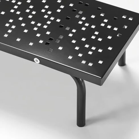 Metal Monitor Stand Riser - منظم سطح المكتب مع تصميم مثقوب - رف شاشة الكمبيوتر المريح لإعداد مكتب المكتب المنزلي ، الأسود ، 38.25 × 7.5 × 5.5 بوصة in Saudi Arabia