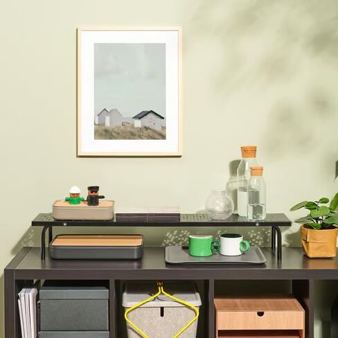 Metal Monitor Stand Riser - منظم سطح المكتب مع تصميم مثقوب - رف شاشة الكمبيوتر المريح لإعداد مكتب المكتب المنزلي ، الأسود ، 38.25 × 7.5 × 5.5 بوصة in Saudi Arabia