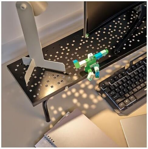 Metal Monitor Stand Riser - منظم سطح المكتب مع تصميم مثقوب - رف شاشة الكمبيوتر المريح لإعداد مكتب المكتب المنزلي ، الأسود ، 38.25 × 7.5 × 5.5 بوصة in Saudi Arabia