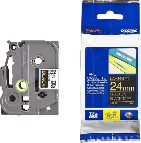 Brother Tze354 Tze Standard Labelning Labeling Tape ، 1 بوصة W ، Gold on Black in Saudi Arabia