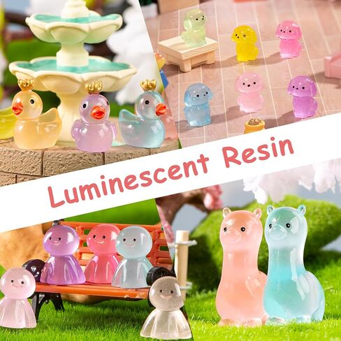 200 pcs حيوانات راتنج ميني مضيئة حيوانات راتنجات صغيرة شخصيات لإخفاء التوهج في البط المصغر الداكن للمنظر الطبيعي الدقيق دمية محفوظة بوعاء الحوض الجاني DIY in Saudi Arabia