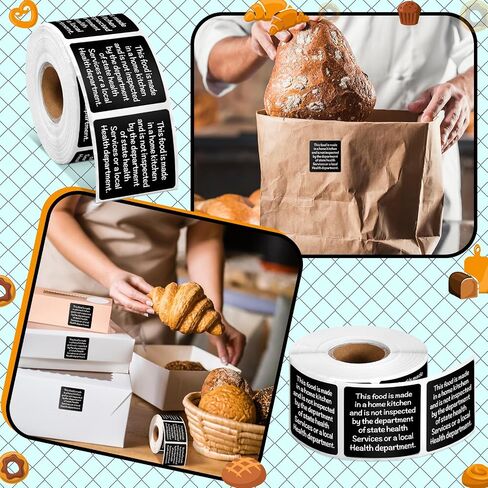 Janlaugh 500 Count Cottage Food Law Labels ملصقات مصنوعة في صائق المطبخ المنزلي 1.5 ملصقات غذائية مربعة ملصقات مطبوعة حرارية للمطبخ المنزلي in Saudi Arabia