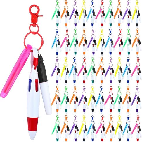 yexiya 200 PCS Morse Pens for badge بما في ذلك Mini Highlighters القابلة للسحب أقلام علامات دائمة مقطع سلسلة مفاتيح الشارة 4 في 1 لمكتب مدرسة المستشفى هدية التمريض (ملونة) in Saudi Arabia