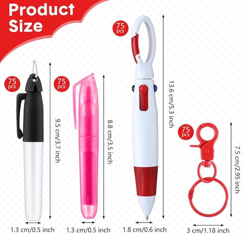 yexiya 200 PCS Morse Pens for badge بما في ذلك Mini Highlighters القابلة للسحب أقلام علامات دائمة مقطع سلسلة مفاتيح الشارة 4 في 1 لمكتب مدرسة المستشفى هدية التمريض (ملونة) in Saudi Arabia