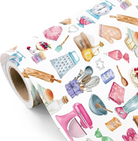 Wrapaholic Baking Wrapp Paper - Mini Roll - 17 Ing × 16.5 قدم - أواني ضع ورقة تغليف كعكة الخبز المثالية لمحبي الكيك ، الخبازين ، عيد ميلاد in Saudi Arabia