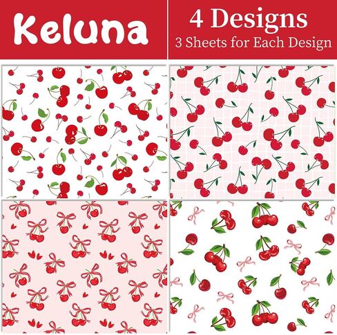 Keluna Cherry Bow Wrapping Paper Sheets - Pink Gingham Romantic Cherry Bow Tie Ribbon Baby Girl Wrapping Paper for Girls Birthday Baby Shower Bridal Bachelorette Valentines Anniversary Chritmas Holiday in Saudi Arabia