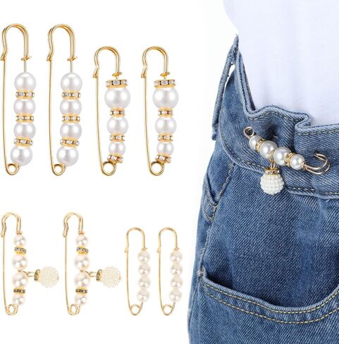 8 Pcs Fashion Pearl Brooch, Safety Pins for Clothing Dress pants skirt Cardigan Collar, Faux Crystal Pearl Brooches Set Suitable for a Variety of Occasions to Wear (White) in Saudi Arabia