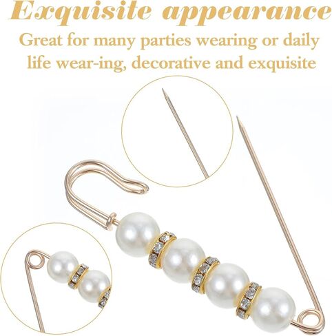 8 Pcs Fashion Pearl Brooch, Safety Pins for Clothing Dress pants skirt Cardigan Collar, Faux Crystal Pearl Brooches Set Suitable for a Variety of Occasions to Wear (White) in Saudi Arabia