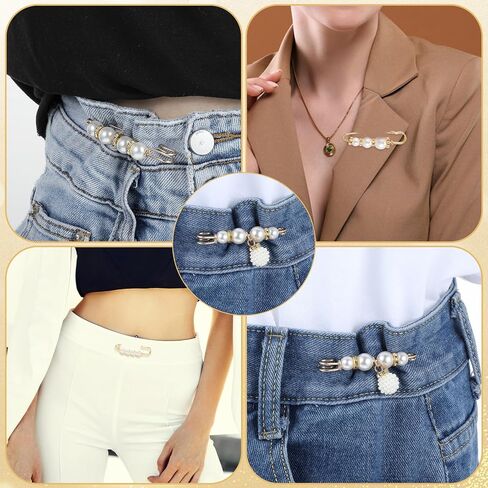 8 Pcs Fashion Pearl Brooch, Safety Pins for Clothing Dress pants skirt Cardigan Collar, Faux Crystal Pearl Brooches Set Suitable for a Variety of Occasions to Wear (White) in Saudi Arabia