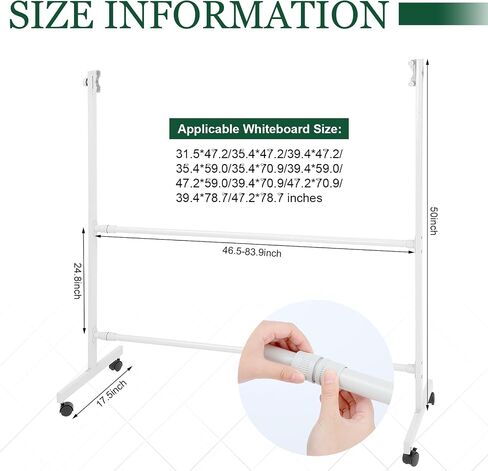 Lincia Adjustable Whiteboard Easel Stand Only Large Mobile Rolling Whiteboard Stand on Wheels Double-Sided Standing Dry Erase Board Mounting Brackets for Home Office Classroom School in Saudi Arabia