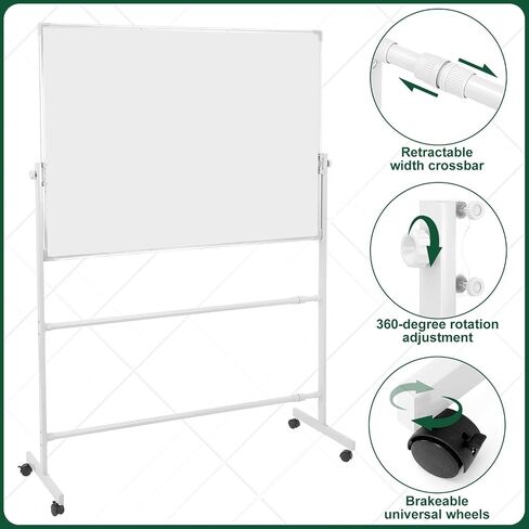 Lincia Adjustable Whiteboard Easel Stand Only Large Mobile Rolling Whiteboard Stand on Wheels Double-Sided Standing Dry Erase Board Mounting Brackets for Home Office Classroom School in Saudi Arabia