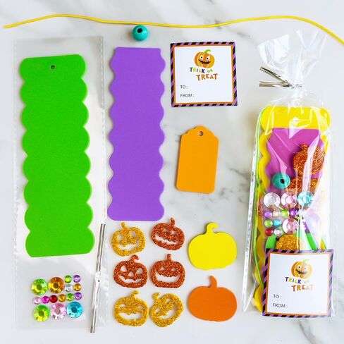 Winlyn 36 Sets Halloween Craft Kits DIY Jack-O'-Lantern Bookmark Ornaments Decorations Art Sets Pumpkin Foam Stickers Art and Crafts for Kids Classroom Activities Trick-or-Treat Party Favors in Saudi Arabia