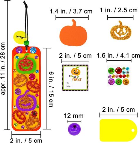 Winlyn 36 Sets Halloween Craft Kits DIY Jack-O'-Lantern Bookmark Ornaments Decorations Art Sets Pumpkin Foam Stickers Art and Crafts for Kids Classroom Activities Trick-or-Treat Party Favors in Saudi Arabia