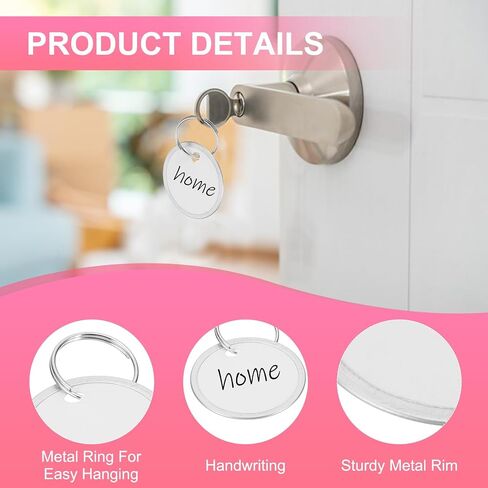 PATIKIL 1.2 Inch Metal Rim Key Tags 50 Pack Blank Round Paper Tags Bulk Writable Keychain Identifiers with Split Rings for Car Door Drawer Key Luggage Pet, Silver/Yellow in Saudi Arabia