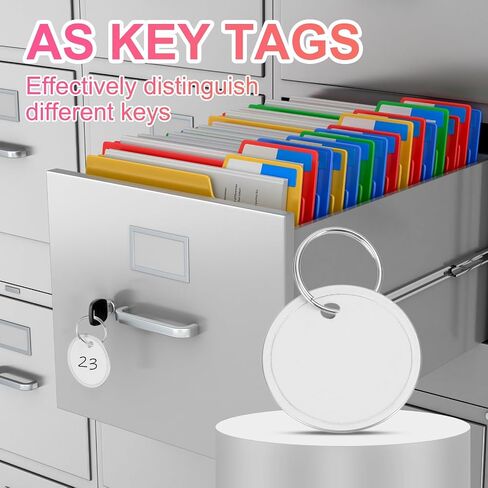 PATIKIL 1.2 Inch Metal Rim Key Tags 50 Pack Blank Round Paper Tags Bulk Writable Keychain Identifiers with Split Rings for Car Door Drawer Key Luggage Pet, Silver/Yellow in Saudi Arabia