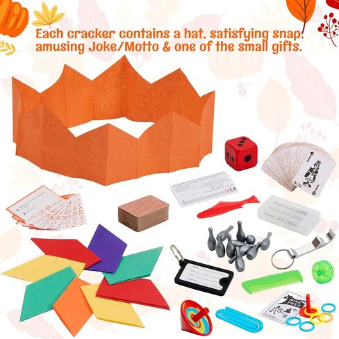 Joyin 12 Pack Thanksgiving Party Table No Snap لا ظهر مع قبعة الحفلات ، ونكتة وهدية في الداخل ، وتقاليد عطلة عيد الشكر ، والهدايا العشوائية مع أوراق الخريف ، والقرع ، وتصاميم الحروف in Saudi Arabia