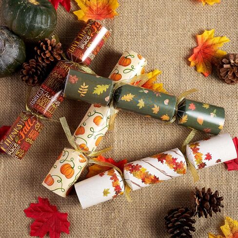Joyin 12 Pack Thanksgiving Party Table No Snap لا ظهر مع قبعة الحفلات ، ونكتة وهدية في الداخل ، وتقاليد عطلة عيد الشكر ، والهدايا العشوائية مع أوراق الخريف ، والقرع ، وتصاميم الحروف in Saudi Arabia