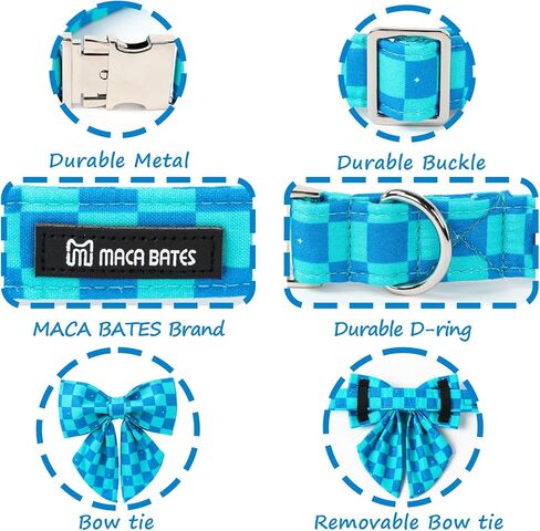 Maca Bates Summer Cute Duck Dog Collar with Bow Tie Funny Ducky Puppy Bowtie Collars Adjustable Durable Breakaway Green Fun Fancy Thick Collar for Boy Girl Male Female Dogs,Medium in Kuwait
