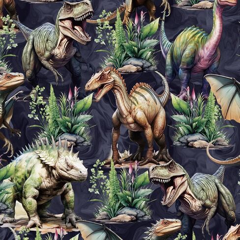 RUSPEPA Dinosaur Wrapping Paper Roll, Mini Roll, Realistic Dinosaur and Plants Design, Forest T-Rex Themed Gift Wrap for Boys and Dinosaur Lovers, 17 Inches x 16.4 Feet in Saudi Arabia