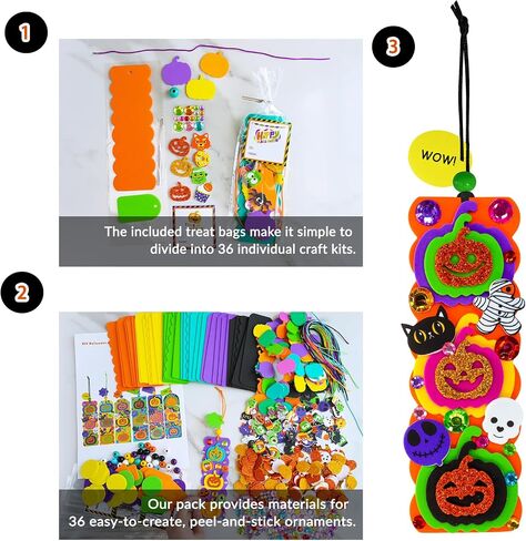 Winlyn 36 Sets Halloween Craft Kits Fall Crafts DIY Pumpkin Jack-O'-Lantern Bookmark Ornaments Decorations Art Sets Halloween Foam Stickers Art and Crafts for Kids Classroom Activities Party Favors in Saudi Arabia