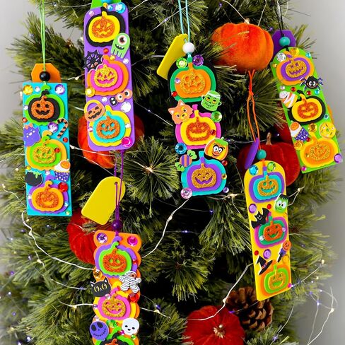 Winlyn 36 Sets Halloween Craft Kits Fall Crafts DIY Pumpkin Jack-O'-Lantern Bookmark Ornaments Decorations Art Sets Halloween Foam Stickers Art and Crafts for Kids Classroom Activities Party Favors in Saudi Arabia