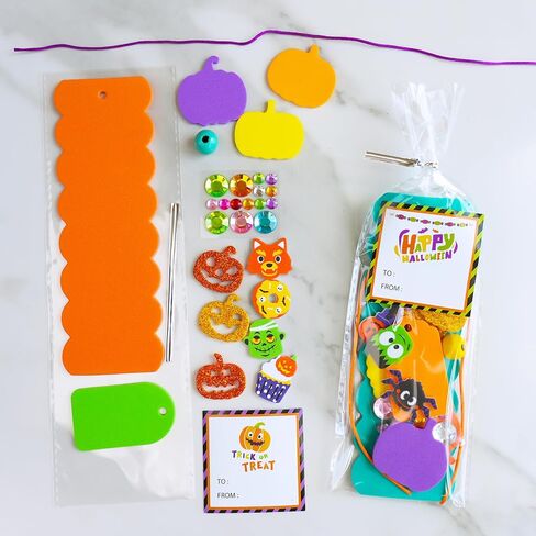 Winlyn 36 Sets Halloween Craft Kits Fall Crafts DIY Pumpkin Jack-O'-Lantern Bookmark Ornaments Decorations Art Sets Halloween Foam Stickers Art and Crafts for Kids Classroom Activities Party Favors in Saudi Arabia