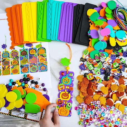 Winlyn 36 Sets Halloween Craft Kits Fall Crafts DIY Pumpkin Jack-O'-Lantern Bookmark Ornaments Decorations Art Sets Halloween Foam Stickers Art and Crafts for Kids Classroom Activities Party Favors in Saudi Arabia