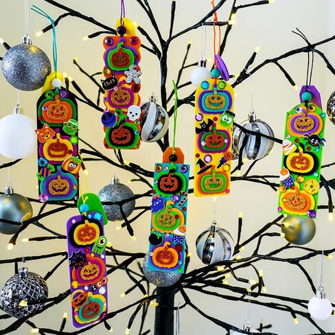 Winlyn 36 Sets Halloween Craft Kits Fall Crafts DIY Pumpkin Jack-O'-Lantern Bookmark Ornaments Decorations Art Sets Halloween Foam Stickers Art and Crafts for Kids Classroom Activities Party Favors in Saudi Arabia