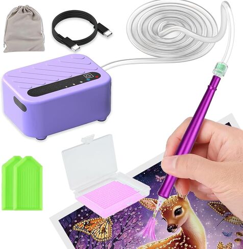 Electric Diamond Painting Pen, Vacuum Diamaond Art Pen No Wax Needed,Rechargeable, Adjustable Suction, Low Noise,Lightweight Ergonomic Design, Diamond Art Accessories Tools for Adults & Kids(Purple) in Saudi Arabia