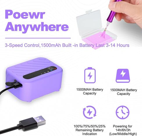 Electric Diamond Painting Pen, Vacuum Diamaond Art Pen No Wax Needed,Rechargeable, Adjustable Suction, Low Noise,Lightweight Ergonomic Design, Diamond Art Accessories Tools for Adults & Kids(Purple) in Saudi Arabia