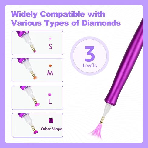 Electric Diamond Painting Pen, Vacuum Diamaond Art Pen No Wax Needed,Rechargeable, Adjustable Suction, Low Noise,Lightweight Ergonomic Design, Diamond Art Accessories Tools for Adults & Kids(Purple) in Saudi Arabia