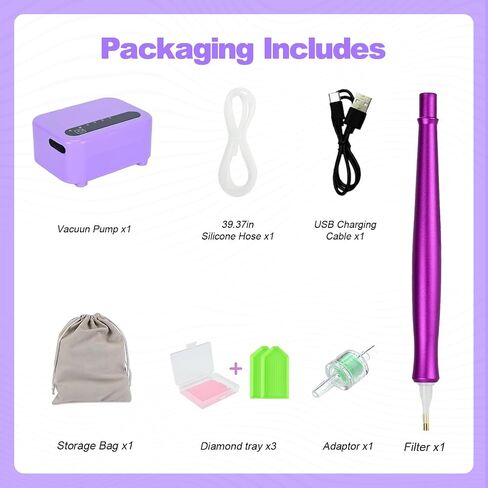 Electric Diamond Painting Pen, Vacuum Diamaond Art Pen No Wax Needed,Rechargeable, Adjustable Suction, Low Noise,Lightweight Ergonomic Design, Diamond Art Accessories Tools for Adults & Kids(Purple) in Saudi Arabia