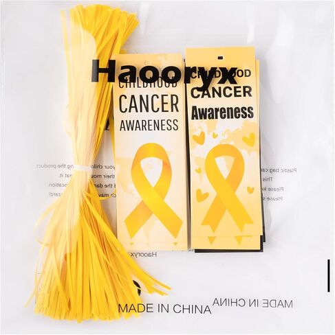 Haooryx Childhood Cancer Awareness Month Bookmarks - 120Pcs Yellow Ribbon Bookmarks Let's Fight Childhood Cancer Book Markers for Yellow Ribbon Awareness Seminar Handout School Hospital Charity Supply in Saudi Arabia