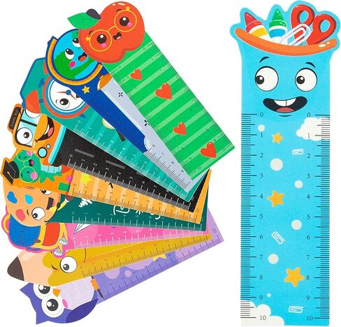 Haooryx Cute Book Mark Rulers - 50Pcs Back to School Campus Measuring Ruler Bookmark Double-Side Printing Plastic Unique Book Page Markers Students Teachers Kids Birthday Reading Accessories Gifts in Saudi Arabia