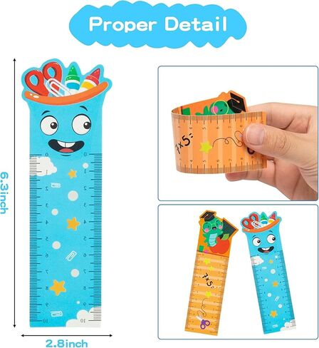 Haooryx Cute Book Mark Rulers - 50Pcs Back to School Campus Measuring Ruler Bookmark Double-Side Printing Plastic Unique Book Page Markers Students Teachers Kids Birthday Reading Accessories Gifts in Saudi Arabia