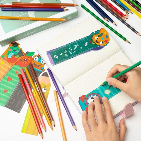 Haooryx Cute Book Mark Rulers - 50Pcs Back to School Campus Measuring Ruler Bookmark Double-Side Printing Plastic Unique Book Page Markers Students Teachers Kids Birthday Reading Accessories Gifts in Saudi Arabia