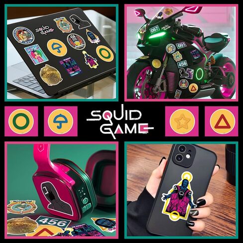 25-Piece Korean Survival Game Decal Collection - Guard Figures & Game Motifs - Premium Vinyl Waterproof Stickers, Multi-Use for Journals, Gear, Gifts(Officially Licensed) in Kuwait