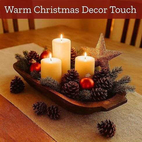 وعاء عجين خشبي كبير مقاس 40.64 سم للديكور، صينية بيضاوية كبيرة للديكور، أوعية عجين ريفية للطاولة | وعاء خشبي طويل تم تحويله يدويًا، هدايا عيد الشكر لتناول الطعام في أعياد الميلاد in Kuwait