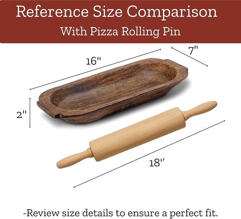 وعاء عجين خشبي كبير مقاس 40.64 سم للديكور، صينية بيضاوية كبيرة للديكور، أوعية عجين ريفية للطاولة | وعاء خشبي طويل تم تحويله يدويًا، هدايا عيد الشكر لتناول الطعام في أعياد الميلاد in Kuwait