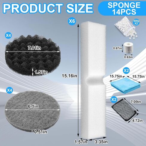 22 Pcs Compatible with Fluval Fx4/fx5/fx6 Replacement Filters Media Kit Aquarium Filter Including Bag Media, Carbon Foam Pad, Pads, Foam Block, Silicone Lube, Towels, Filter Bag(Gray) in Saudi Arabia